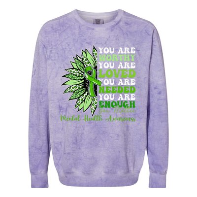 Motivational Support Warrior Mental Health Awareness Gifts Colorblast Crewneck Sweatshirt