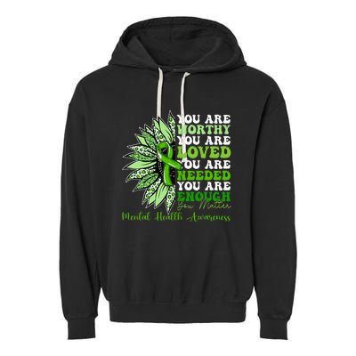 Motivational Support Warrior Mental Health Awareness Gifts Garment-Dyed Fleece Hoodie