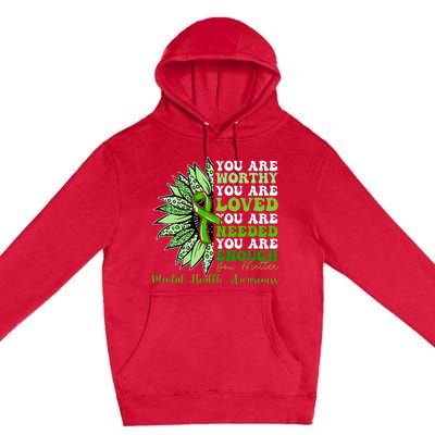 Motivational Support Warrior Mental Health Awareness Gifts Premium Pullover Hoodie