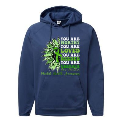 Motivational Support Warrior Mental Health Awareness Gifts Performance Fleece Hoodie