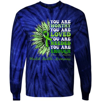 Motivational Support Warrior Mental Health Awareness Gifts Tie-Dye Long Sleeve Shirt