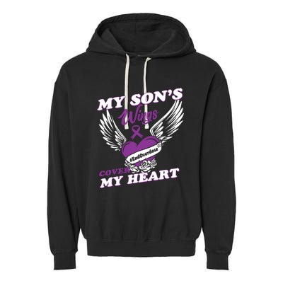 My Sons Wings Love Cover My Heart Gift Garment-Dyed Fleece Hoodie