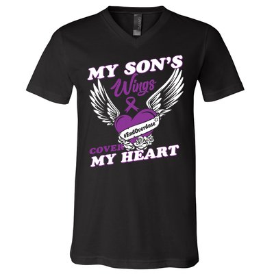 My Sons Wings Love Cover My Heart Gift V-Neck T-Shirt