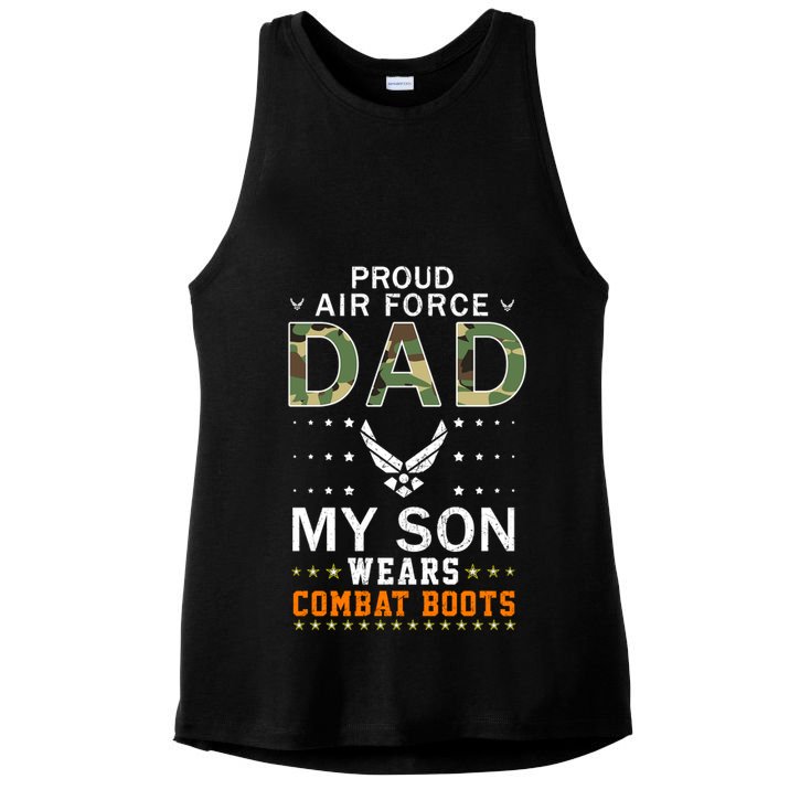 My Son Wear Combat Bootsgiftproud Air Force Dad Camouflage Army Gift Ladies PosiCharge Tri-Blend Wicking Tank