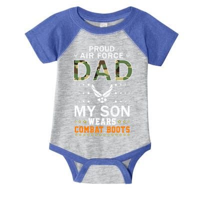 My Son Wear Combat Bootsgiftproud Air Force Dad Camouflage Army Gift Infant Baby Jersey Bodysuit
