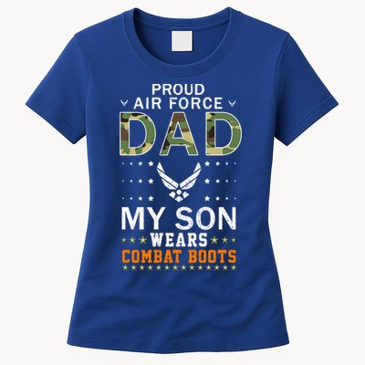 My Son Wear Combat Bootsgiftproud Air Force Dad Camouflage Army Gift Womens T-Shirt