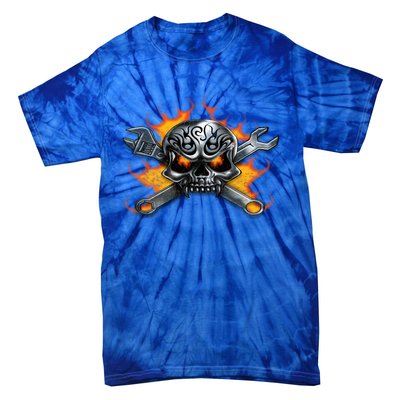 Metal Skull Wrench Flames Mechanic Great Gift Tie-Dye T-Shirt