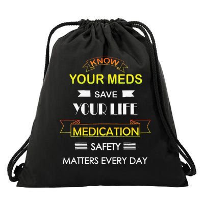 Medication Safety Week Healthcare Awareness Take Meds Safely Drawstring Bag