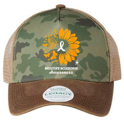Multiple Sclerosis Warrior Awareness Sunflower Ribbon Legacy Tie Dye Trucker Hat
