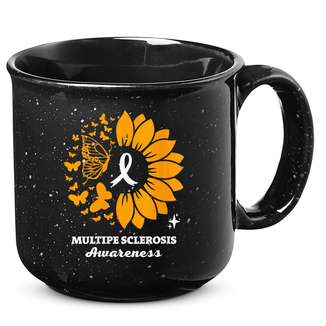 Multiple Sclerosis Warrior Awareness Sunflower Ribbon 15oz Campfire Ceramic Mug