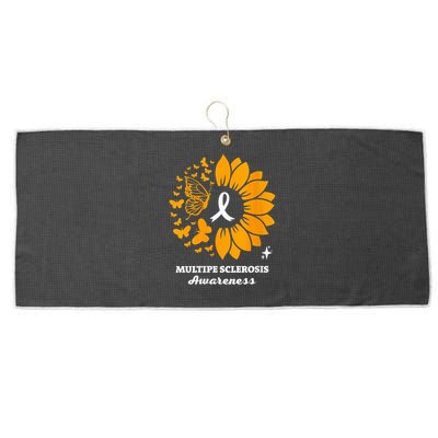 Multiple Sclerosis Warrior Awareness Sunflower Ribbon Large Microfiber Waffle Golf Towel