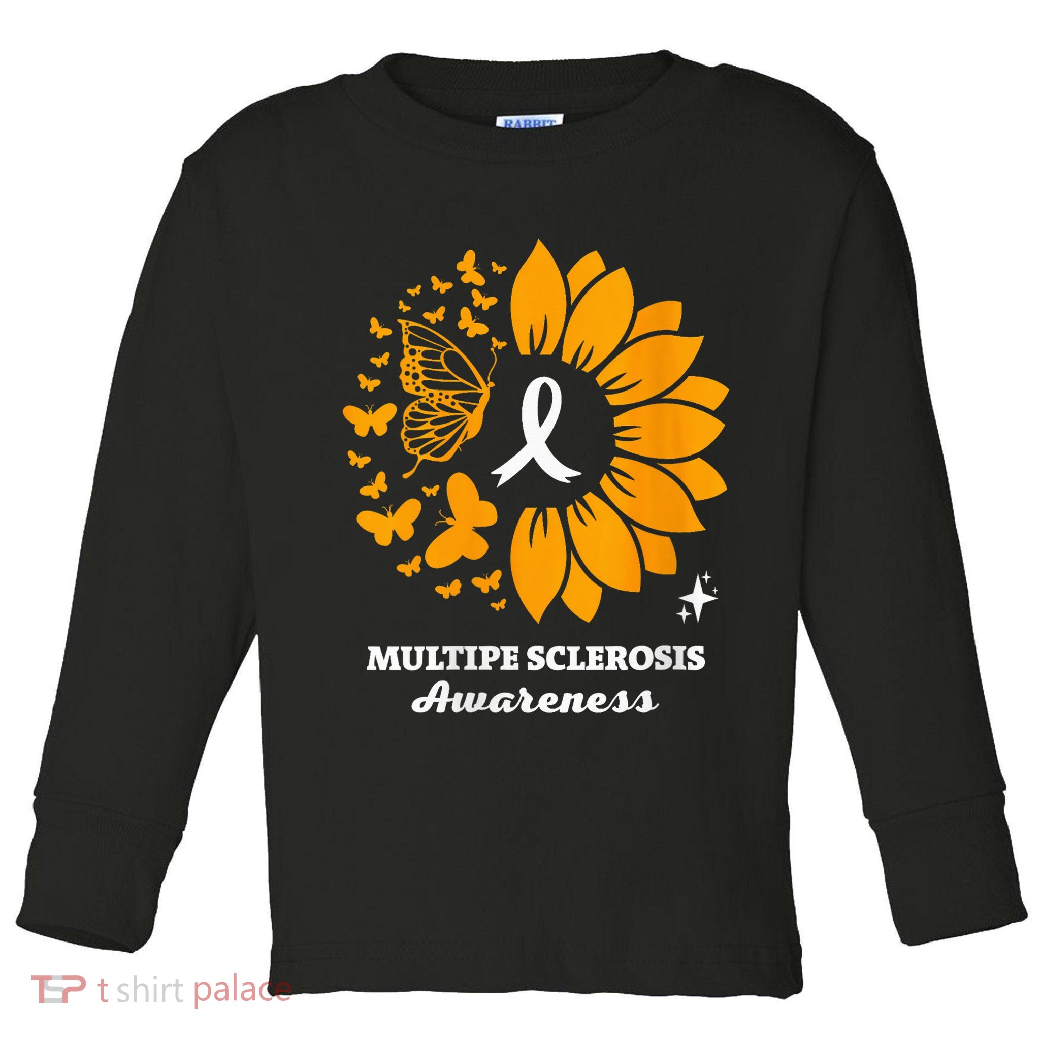 Multiple Sclerosis Warrior Awareness Sunflower Ribbon Toddler Long Sleeve Shirt