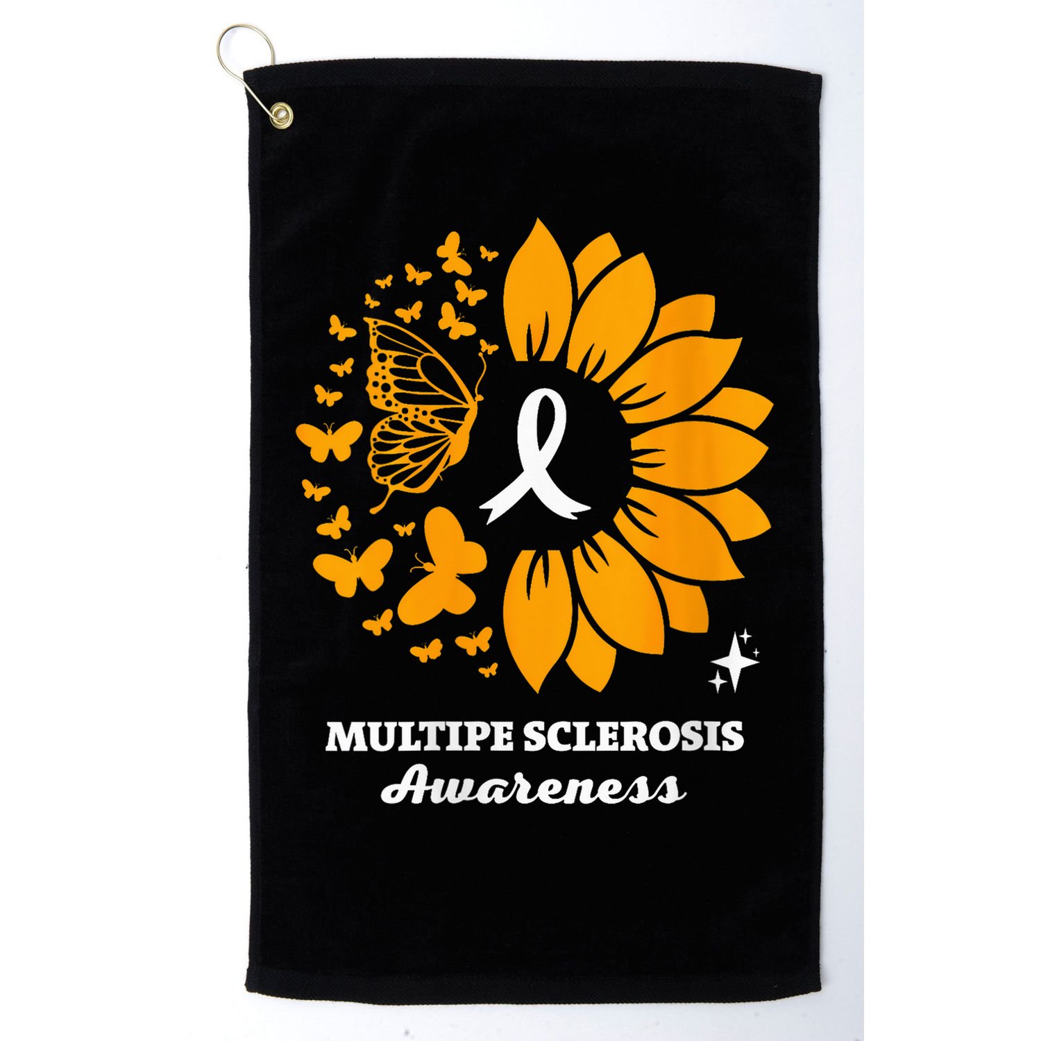 Multiple Sclerosis Warrior Awareness Sunflower Ribbon Golf Towel