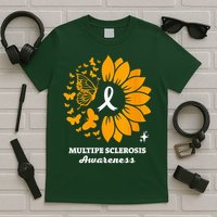Multiple Sclerosis Warrior Awareness Sunflower Ribbon T-Shirt
