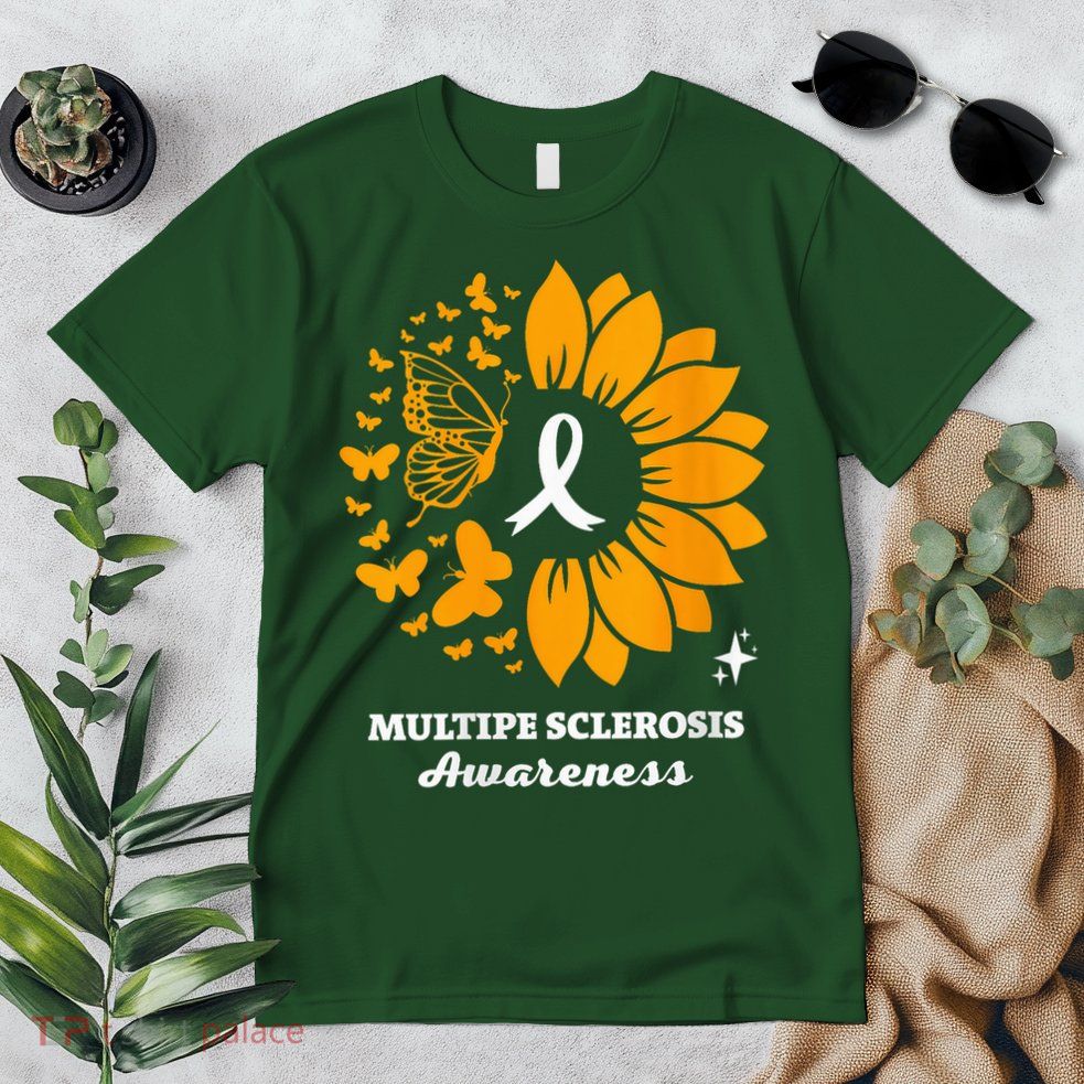 Multiple Sclerosis Warrior Awareness Sunflower Ribbon Premium T-Shirt