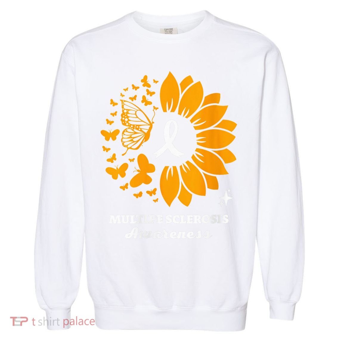 Multiple Sclerosis Warrior Awareness Sunflower Ribbon Garment-Dyed Sweatshirt