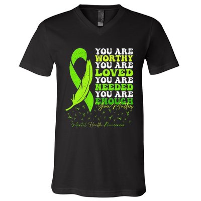 Motivational Support Warrior Mental Health Awareness V-Neck T-Shirt