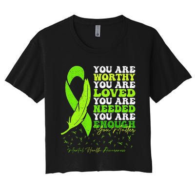 Motivational Support Warrior Mental Health Awareness Women's Crop Top Tee