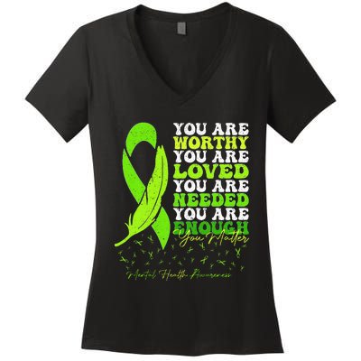 Motivational Support Warrior Mental Health Awareness Women's V-Neck T-Shirt