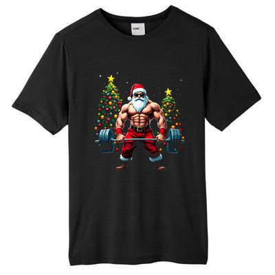 Muscle Santa Weightlifter Christmas Powerlifting Xmas Gym Gift Tall Fusion ChromaSoft Performance T-Shirt