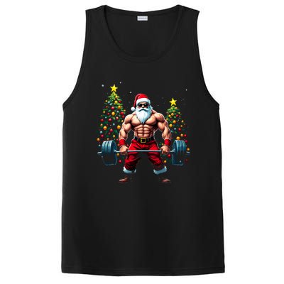 Muscle Santa Weightlifter Christmas Powerlifting Xmas Gym Gift PosiCharge Competitor Tank