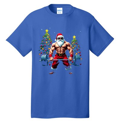 Muscle Santa Weightlifter Christmas Powerlifting Xmas Gym Gift Tall T-Shirt