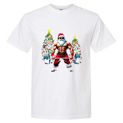 Muscle Santa Weightlifter Christmas Powerlifting Xmas Gym Gift Garment-Dyed Heavyweight T-Shirt