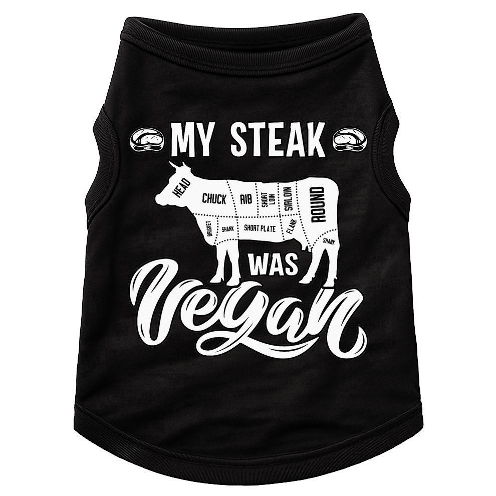 My Steak was Vegan Anti Vegan Meat Lover Funny Saying Doggie Tank