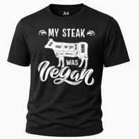 My Steak was Vegan Anti Vegan Meat Lover Funny Saying Cooling Performance Crew T-Shirt