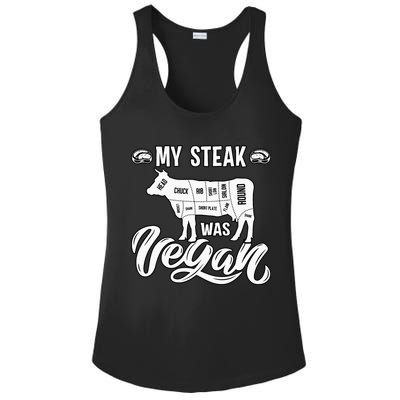 My Steak was Vegan Anti Vegan Meat Lover Funny Saying Ladies PosiCharge Competitor Racerback Tank