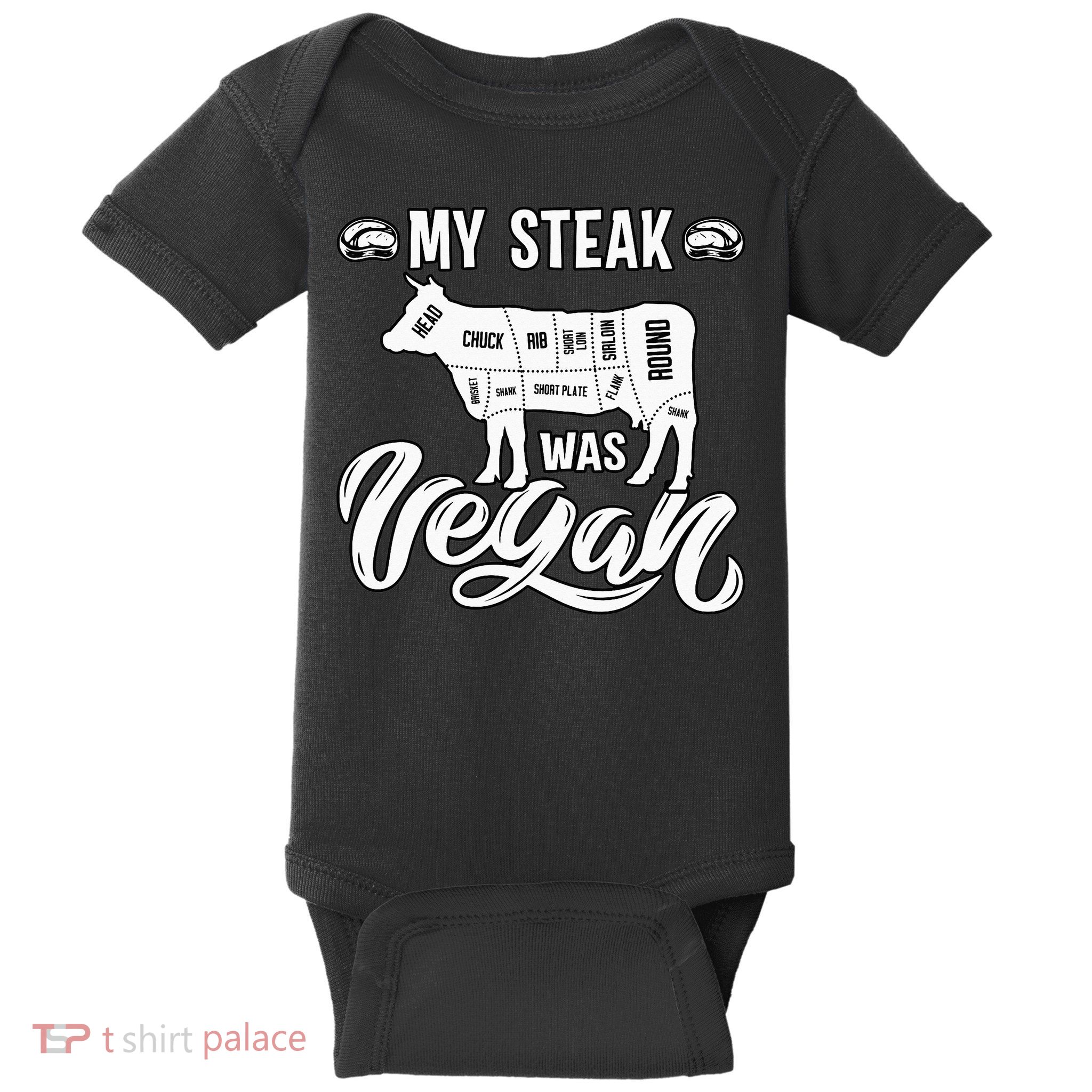 My Steak was Vegan Anti Vegan Meat Lover Funny Saying Baby Bodysuit