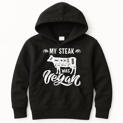 My Steak was Vegan Anti Vegan Meat Lover Funny Saying Kids Hoodie