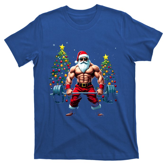 Muscle Santa Weightlifter Christmas Powerlifting Xmas Gym Gift T-Shirt