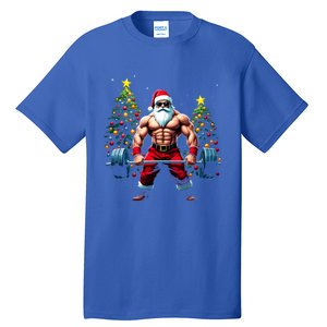 Muscle Santa Weightlifter Christmas Powerlifting Xmas Gym Gift Tall T-Shirt