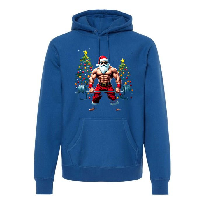 Muscle Santa Weightlifter Christmas Powerlifting Xmas Gym Gift Premium Hoodie