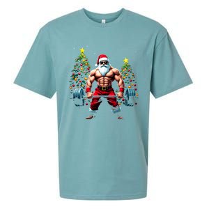 Muscle Santa Weightlifter Christmas Powerlifting Xmas Gym Gift Sueded Cloud Jersey T-Shirt