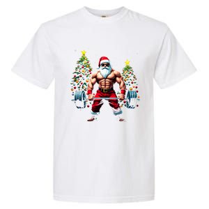 Muscle Santa Weightlifter Christmas Powerlifting Xmas Gym Gift Garment-Dyed Heavyweight T-Shirt