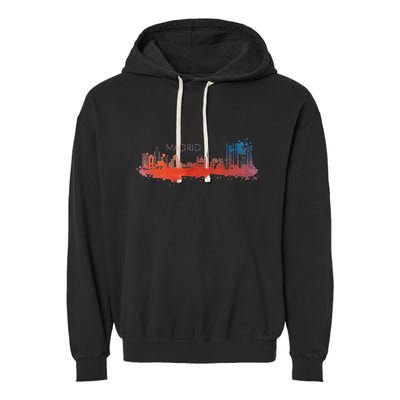Madrid Skyline Watercolour Spain Souvenir Gift Garment-Dyed Fleece Hoodie