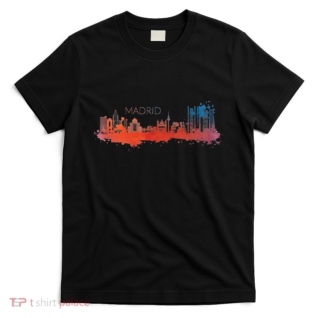 Madrid Skyline Watercolour Spain Souvenir Gift T-Shirt