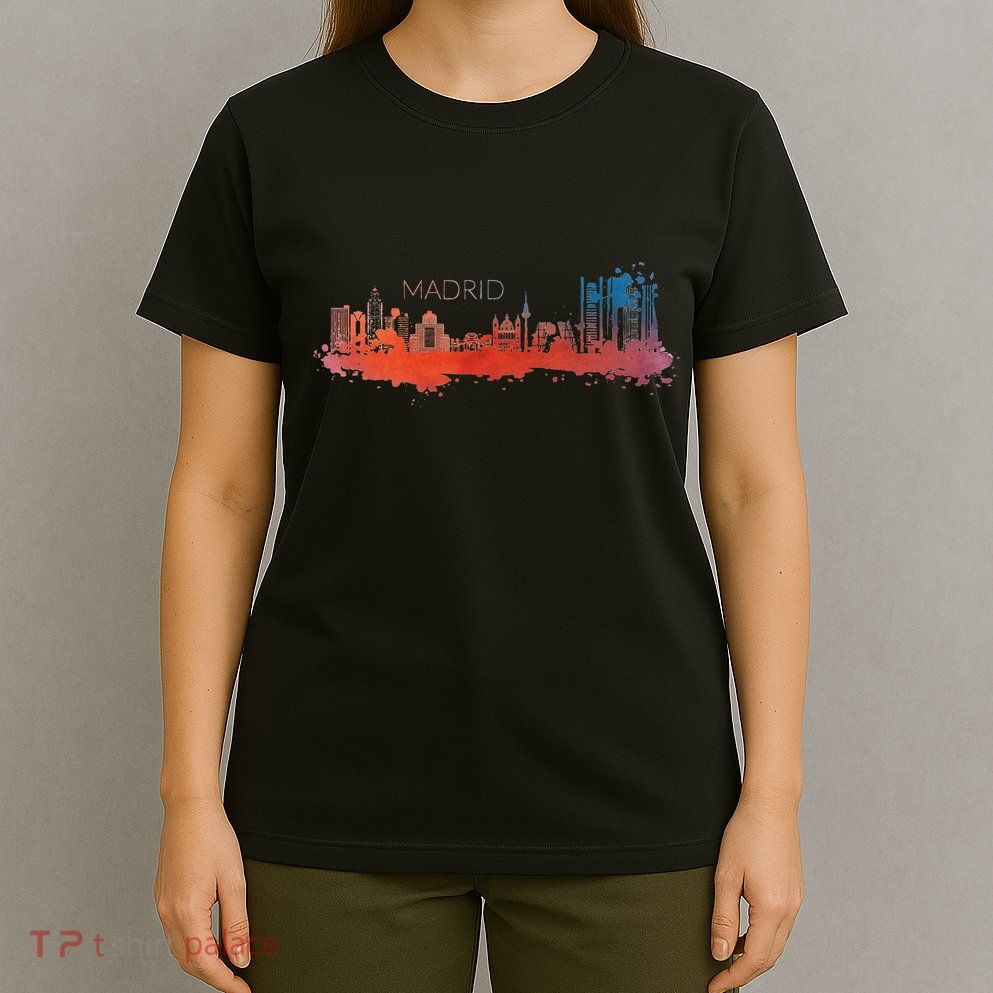 Madrid Skyline Watercolour Spain Souvenir Gift T-Shirt