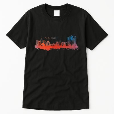 Madrid Skyline Watercolour Spain Souvenir Gift Tall T-Shirt