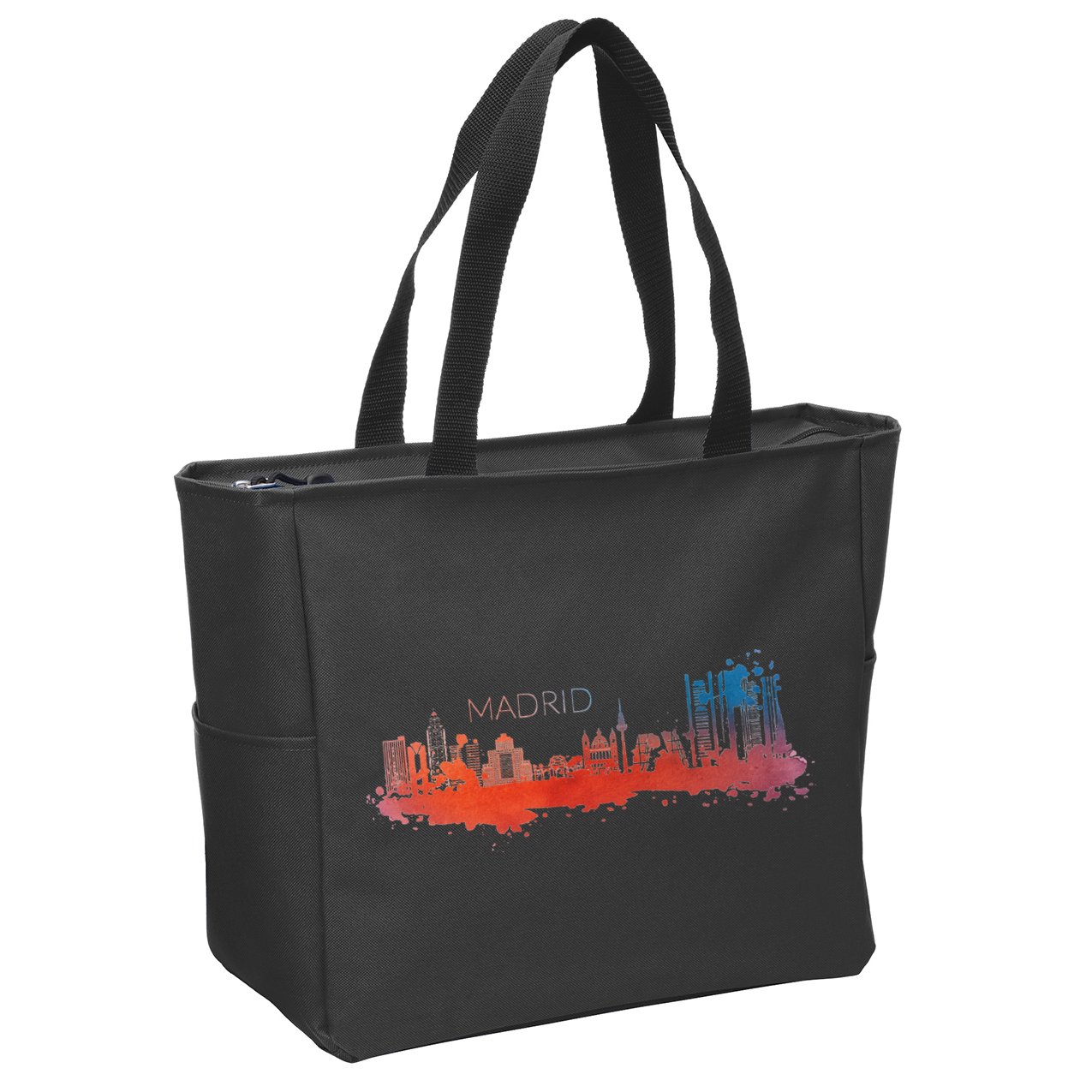 Madrid Skyline Watercolour Spain Souvenir Gift Zip Tote Bag