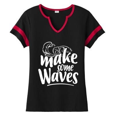 Make Some Waves Summer Vibes Beach Vacay Summertime Summer Cool Gift Ladies Halftime Notch Neck Tee