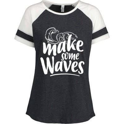 Make Some Waves Summer Vibes Beach Vacay Summertime Summer Cool Gift Enza Ladies Jersey Colorblock Tee