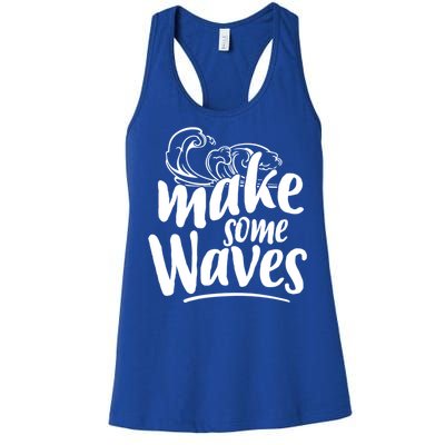 Make Some Waves Summer Vibes Beach Vacay Summertime Summer Cool Gift Women's Racerback Tank