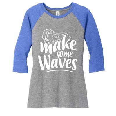 Make Some Waves Summer Vibes Beach Vacay Summertime Summer Cool Gift Women's Tri-Blend 3/4-Sleeve Raglan Shirt