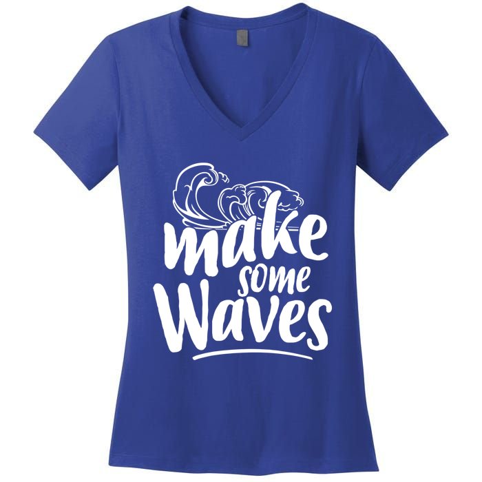 Make Some Waves Summer Vibes Beach Vacay Summertime Summer Cool Gift Women's V-Neck T-Shirt