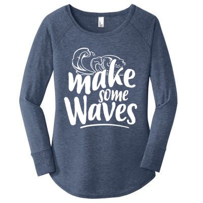 Make Some Waves Summer Vibes Beach Vacay Summertime Summer Cool Gift Women's Perfect Tri Tunic Long Sleeve Shirt