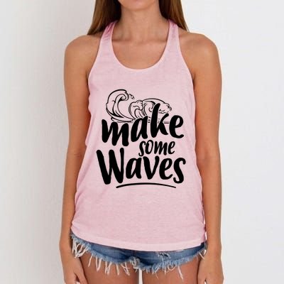 Make Some Waves Summer Vibes Beach Vacay Summertime Summer Cool Gift Women's Knotted Racerback Tank