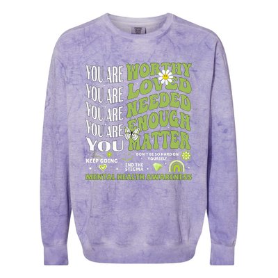 Motivational Support Warrior Mental Health Awareness Matters Colorblast Crewneck Sweatshirt